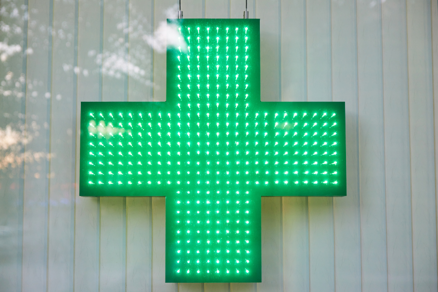 Green cross dispensary exterior signage